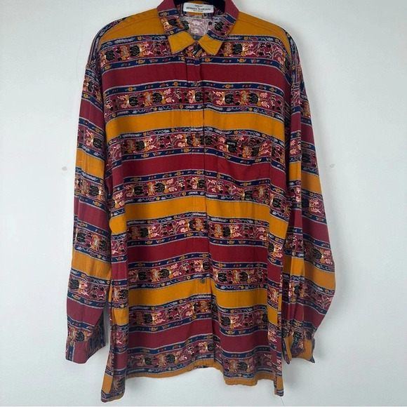 Guess by Marciano Other - Guess by Georges Marciano Vintage Button Down Shirt Size 3/XL Striped Floral 90s